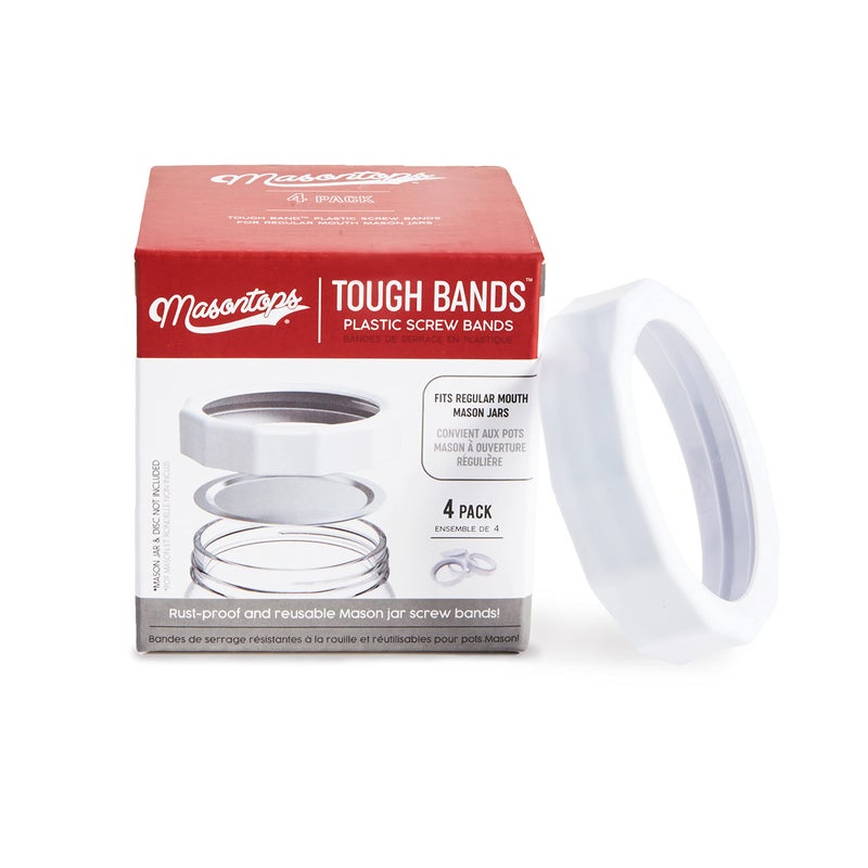 Masontops Tough Band - Regular Mouth Mason Jar Screw Bands - Quality Plastic Replacement Ring Seals & Jar Covers - Image 1